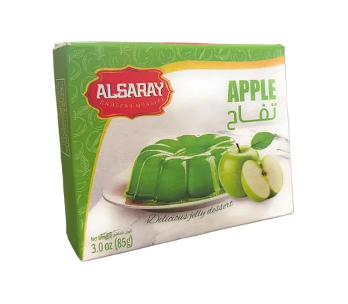 Vista 2 de Al'saray - Polvo de postre de gelatina con sabor a manzana, Halal, 3 oz cada uno, paquete de 3