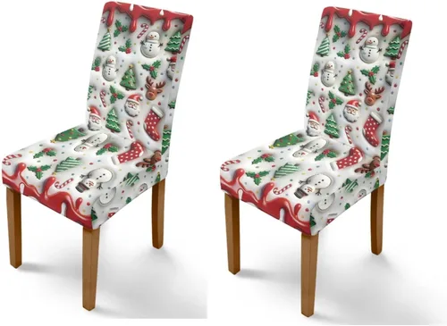 Vista 94 de Rnyleeg Fundas navideñas para sillas de comedor, fundas de asiento de comedor con estampado de campanas brillantes, juego de 1 funda suave y lavable