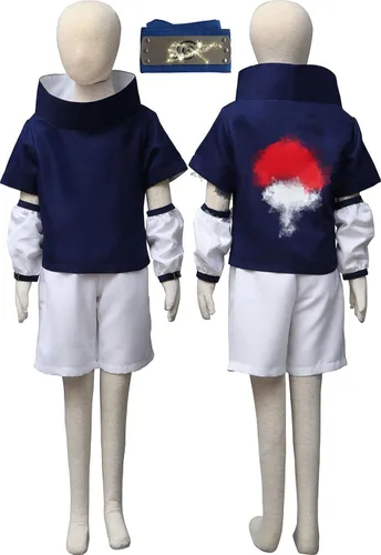 Vista 5 de Leaves Village Ninja Uchiha Sasuke - Disfraz de cosplay para adultos, disfraz de festival para niños, disfraz para niños, el mejor regalo
