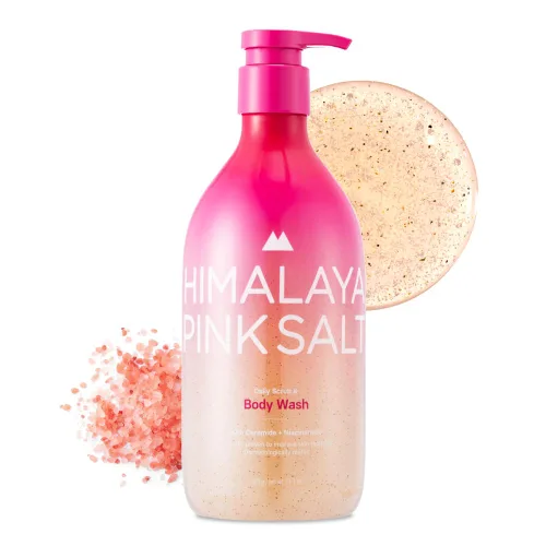 Vista 8 de HIMALAYA PINKSALT Exfoliante diario y lavado corporal - Exfoliante corporal, sal del Mar Muerto y sal rosa del Himalaya, gel de ducha natural