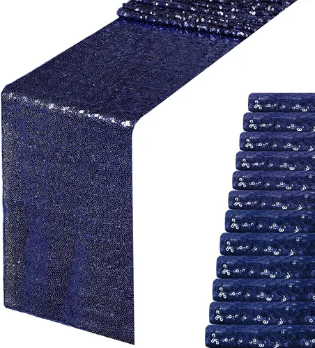 Vista 12 de Camino de mesa de lentejuelas negras de 12 x 72 pulgadas, paquete de 6 caminos de mesa con purpurina para decoración de fiestas, baby shower