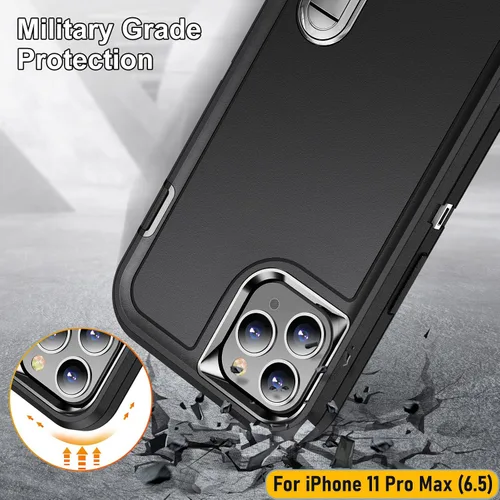 Vista 4 de La funda está especialmente diseñada para iPhone 11 Pro Max de 6.5 pulgadas, protección de cuerpo completo, resistente a los golpes, goma