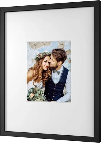 Vista 8 de ONE WALL Marco de fotos de vidrio templado de 16 x 20 pulgadas con paspartú blanco para fotos de 8 x 10 pulgadas para bodas, celebraciones
