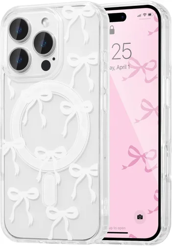 Vista 25 de UEEBAI - Funda magnética para iPhone 11, diseño de lazo, compatible con MagSafe, funda transparente delgada inalámbrica, antiamarilleo, a prueba