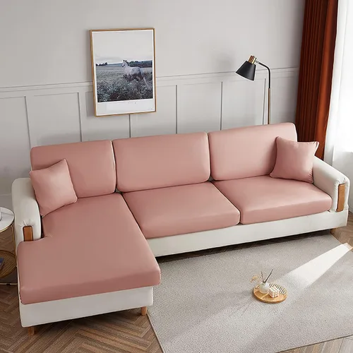 Vista 18 de Fundas de cojín impermeables para sofá, funda de cojín elástica de piel sintética para sofá en forma de L, protector de muebles para sala de estar