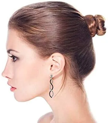 Vista 5 de Aretes largos y románticos de circonita cúbica con diseño de infinito y circonita cúbica para mujer, para baile de graduación, cóctel, fiesta