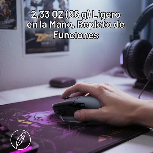 Vista 3 de Keychron M7 8K Ratón Inalámbrico, Ratones de Computadora Ópticos 30K DPI, 2.4 GHz/Bluetooth/Con Cable con Botón Macro 66g Ergonómico Liviano, Hasta