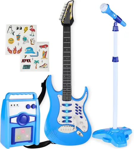 Vista 10 de Best Choice Products Juego de guitarra musical eléctrica para niños, kit de inicio de guitarra de juguete con 6 canciones de demostración, barra