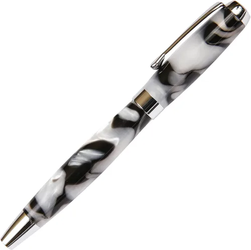 Vista 4 de Tuscany Black & Pearl Rollerball Pen - Cuerpo brillante marmoleado