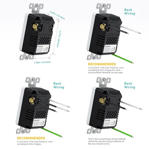 Vista 4 de WEBANG Toma de corriente USB, 6.0 amperios 3 puertos USB cargador de pared, receptáculo dúplex de 20 A resistente a manipulaciones con 2 puertos USB