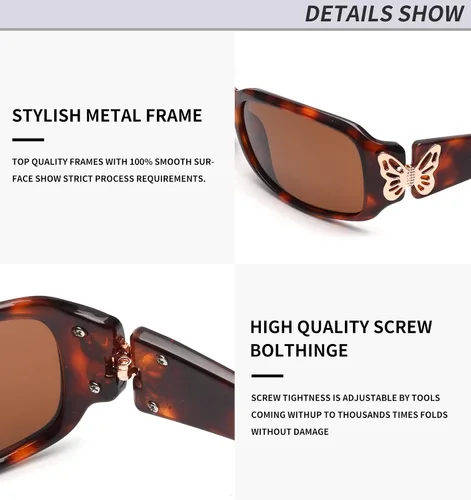 Vista 4 de JIM HALO Gafas de sol polarizadas envolventes, persianas rectangulares de mariposa para mujer UV400
