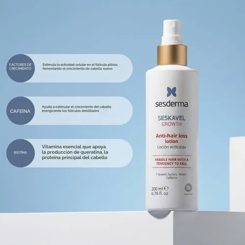 Vista 4 de Sesderma SESKAVEL GROWTH Loción anti pérdida de cabello, solución de pérdida de cabello para un cabello más fuerte y crecimiento activo, 6.8 onzas