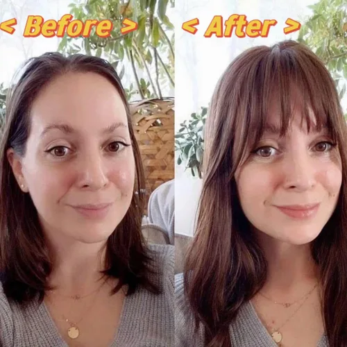Vista 6 de Flequillo de cabello humano con clip, natural hecho a mano, flecos con sienes para mujer, extensiones curvadas reales y onduladas, piezas de cabello