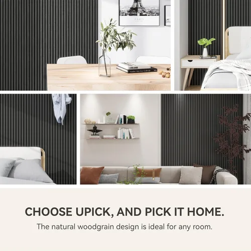 Vista 5 de Upick Paneles de pared acústicos de MDF que absorben el sonido, paquete de 2 paneles de pared de espuma a prueba de sonido de 94.5 x 23.4 pulgadas