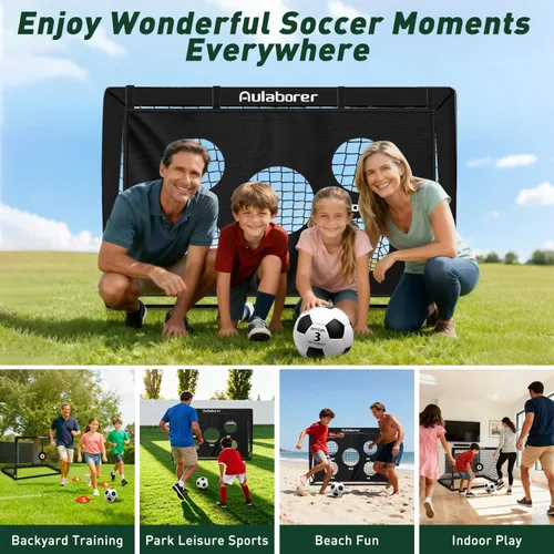 Vista 6 de Portería de fútbol, paquete de 2 porterías de fútbol para niños de 4 x 3 pies para patio trasero, equipo de entrenamiento de red de fútbol portátil