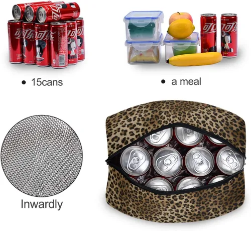 Vista 4 de Bolsa de almuerzo vintage con estampado de leopardo y piel de animal, hielera, aislada, portátil, con cremallera, para hombres, mujeres, niños
