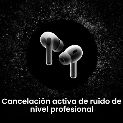 Vista 3 de Apple AirPods Pro 2 auriculares inalámbricos, cancelación activa de ruido, función de ayuda auditiva, auriculares Bluetooth, transparencia, audio