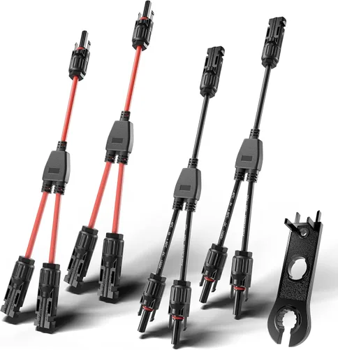 Vista 10 de OYMSAE Conectores solares 30A - Kit de cable adaptador paralelo de rama en Y impermeable para panel solar