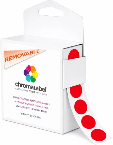 Vista 16 de ChromaLabel Puntos adhesivos extraíbles, 3/4 pulgadas amarillo, 1000/caja
