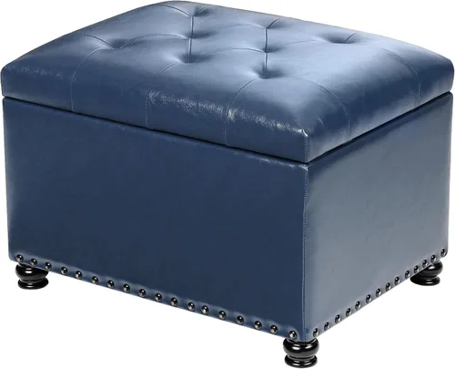 Vista 16 de Joveco Otomana rectangular de 24" con almacenamiento para sala de estar, banco tapizado con asiento y reposapiés con tapa abatible, reposapiés