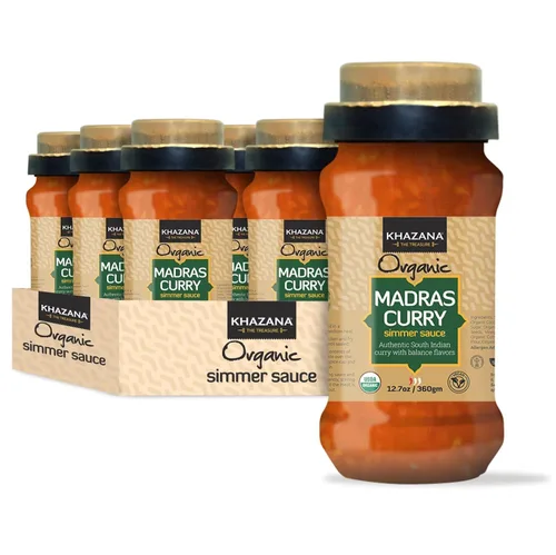 Vista 13 de Khazana Salsa a fuego lento de pollo con mantequilla orgánica, tarro de 12.7 onzas, sin OMG, vegano, sin gluten, kosher, auténticas comidas indias