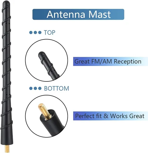 Vista 3 de Antena corta de radio de coche de 7.6 pulgadas, antena de goma flexible en espiral de 7.7 in, repuesto para radio de automóvil FM/AM, compatible