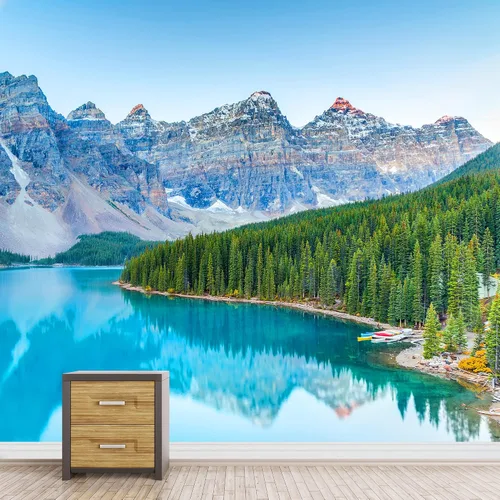 Vista 3 de SIGNFORD Papel tapiz adhesivo para despegar y pegar. Fotografía de naturaleza Majestic Mountain Wallpaper - 100x144 pulgadas. Decoración amigable
