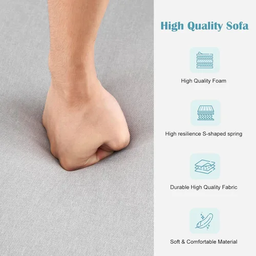 Vista 5 de IDEALHOUSE Sofá cama de lino futón 2024, sofá compacto y elegante para espacios pequeños, sofá doble plegable para sala de estar, dormitorio