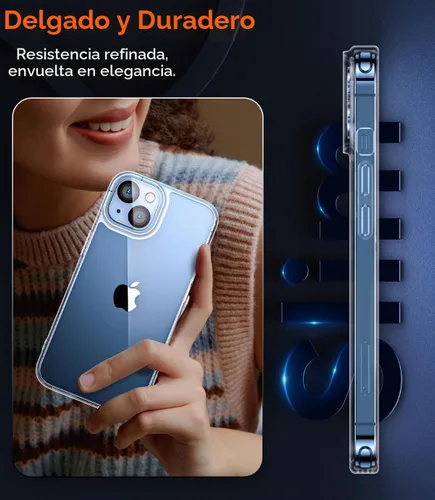 Vista 6 de Funda 5 en 1 para iPhone 14 transparente con 2 protectores de pantalla + 2 protectores de lente de cámara