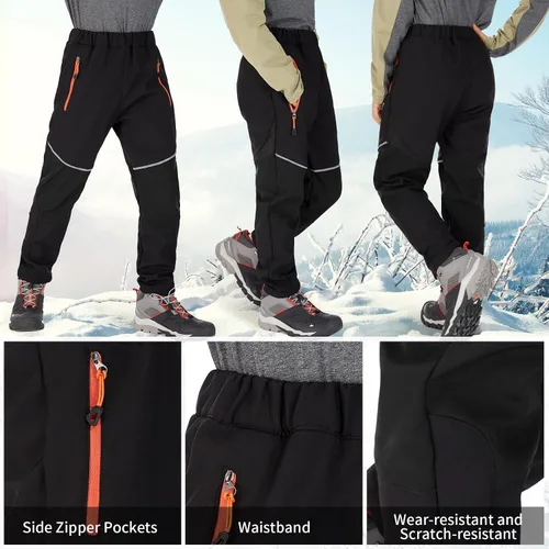 Vista 6 de Toomett Pantalones cargo de nieve para niños, niñas y niños al aire libre con forro polar suave Shell senderismo pesca esquí pantalones aislados
