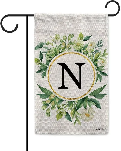 Vista 39 de Monogram Initial Letter P House Flag Flower Wreath Simple Style Letter Flag 28x40 Inch Vertical Double Sided for Outdoor Yard Decor