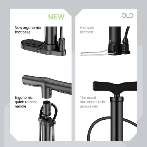 Vista 7 de Bomba de bicicleta de suelo, inflador avanzado de neumáticos de bicicleta, bomba de aire manual para bicicleta con válvulas Presta y Schrader