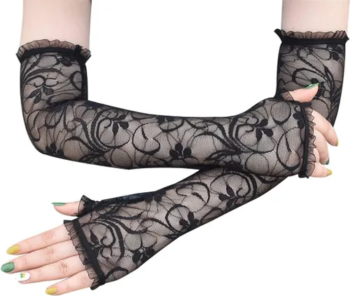 Vista 26 de Guantes de encaje de muchos estilos para mujeres o niñas Manga de brazo ahuecada años 80