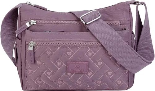 Vista 9 de Bolso cruzado para mujer, multibolsillo, de nailon, impermeable, ligero, casual, bolso de hombro