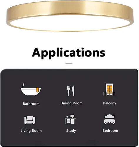 Vista 5 de SOTTAE Lámpara de techo LED de metal dorado cepillado de 12 pulgadas, 3000-5000 K, 20 W, delgada, redonda, moderna, de perfil bajo, para dormitorio