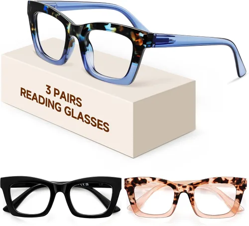 Vista 21 de Reading Glasses for Women - Stylish Blue Light Blocking Glasses Square Readers with Spring Hinge A01 Tortuga Blanca