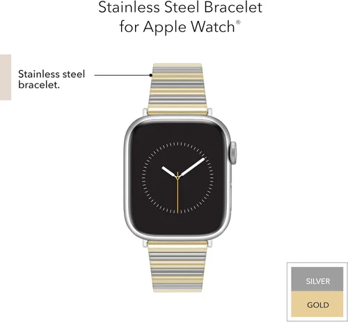 Vista 10 de Anne Klein Correa de acero inoxidable para Apple Watch, segura, ajustable, correa de repuesto para Apple Watch, se adapta a la mayoría de muñecas