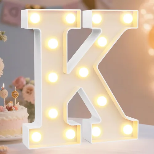 Vista 82 de Pooqla Letras con luces LED de marquesina, letras decorativas iluminadas en blanco cálido y blanco frío, letras del alfabeto iluminadas para niños