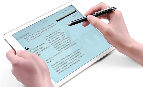 Vista 4 de Stylus, 4 lápices capacitivos de punta de fibra de malla de 5.0 pulgadas para pantalla táctil, compatibles con iPad, iPhone, Kindle Fire, 4 puntas