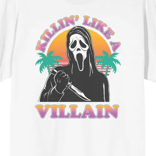 Vista 2 de Ghostface Chillin' Like A Villain - Camiseta blanca de manga corta para hombre