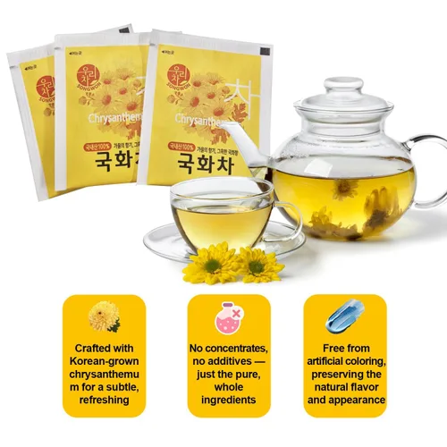 Vista 4 de SONGWON Té de crisantemo 100% coreano, té floral y aromático con 40 bolsas de té (0.02 oz cada una)