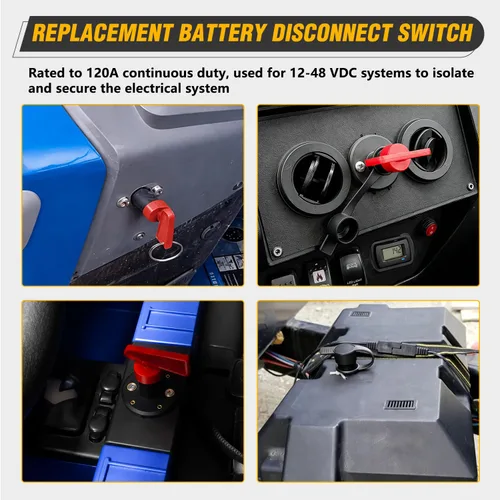 Vista 5 de Nilight Battery Disconnect Switch with Waterproof Key and Cover 12V 24V On Off Battery Master Isolator Cut Off Power Kill Switch for Car Marine Boat