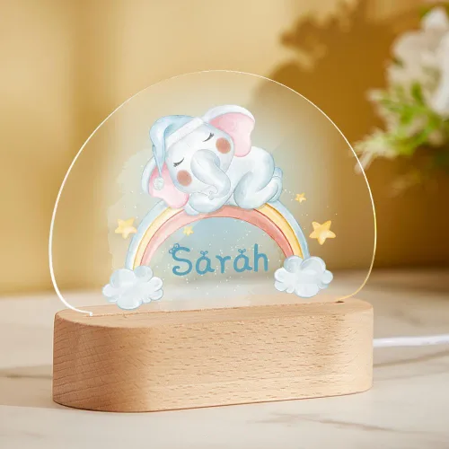 Vista 10 de VEELU Regalos personalizados para niños, luz nocturna con nombre personalizado con lindos animales, lámpara LED acrílica para bebé, regalo