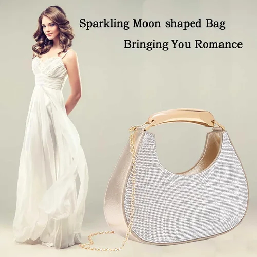 Vista 2 de Bolsos de noche para mujer, bolso cruzado brillante con diamantes de imitación, bolso cruzado para boda, graduación, fiesta, club