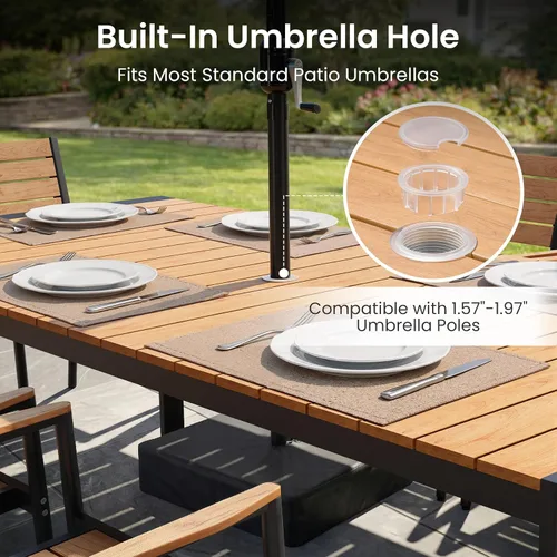 Vista 8 de Crestlive Products Juego de comedor de patio de 9 piezas, mesa de aluminio de 83 pulgadas para exteriores con 8 sillas reclinables, respaldo