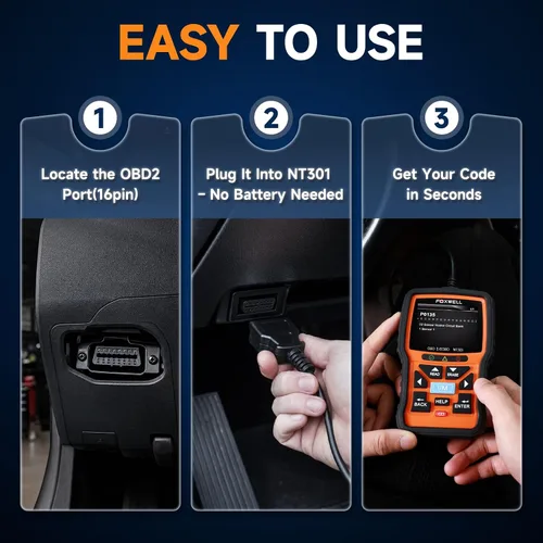 Vista 6 de FOXWELL NT301 OBD2 escáner de datos en vivo profesional mecánico OBDII lector de código de diagnóstico herramienta para comprobación de luz del motor