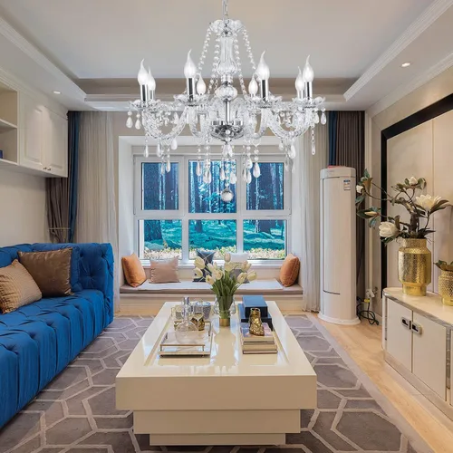 Vista 6 de Candelabros de cristal con 8 luces modernas, lámpara colgante de techo para comedor, sala de estar, dormitorio, pasillo, entrada, decoración
