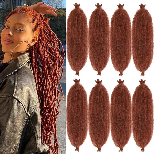 Vista 36 de Extensiones de cabello trenzado con resorte Marley Twist de 8 pulgadas, paquete de 8 para niños, cabello rizado y trenzado kinky, locs suaves