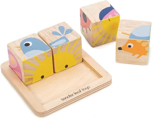 Vista 6 de Tender Leaf Toys - Baby Blocks - Rompecabezas de madera de 5 piezas con bandeja de almacenamiento para niños pequeños de 18 meses