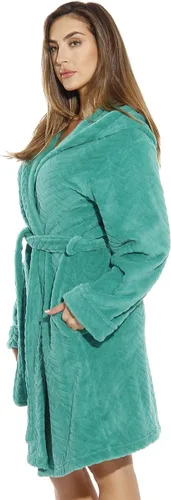 Vista 3 de Just Love - Bata de terciopelo con capucha forrada de sherpa para mujer